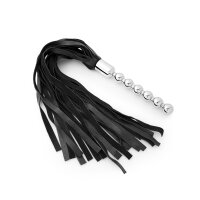 Seductive BDSM strap whip made of leather, with stainless steel ball handle, unscrewable