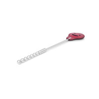 Erotic BDSM swatter smiley made of leather, with stainless steel handle, unscrewable