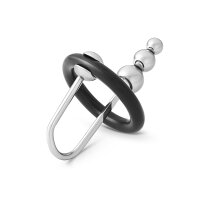 Glans ring with sperm stopper and 3 balls, made of stainless steel and silicone