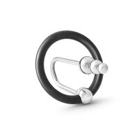 Glans ring with sperm stopper and 3 balls, made of stainless steel and silicone