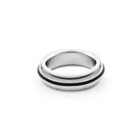 Solid glans ring made of stainless steel, with silicone ring in black