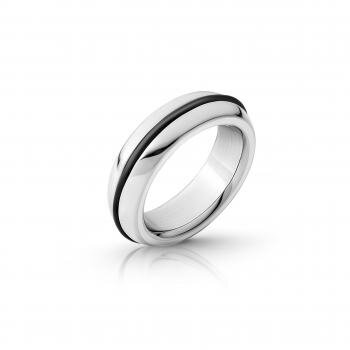 Solid glans ring made of stainless steel, with silicone ring in black, 19 mm