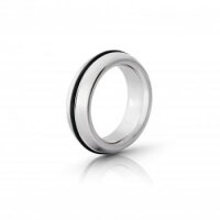Solid glans ring made of stainless steel, with silicone ring in black, 19 mm