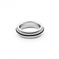 Solid glans ring made of stainless steel, with silicone ring in black, 25 mm
