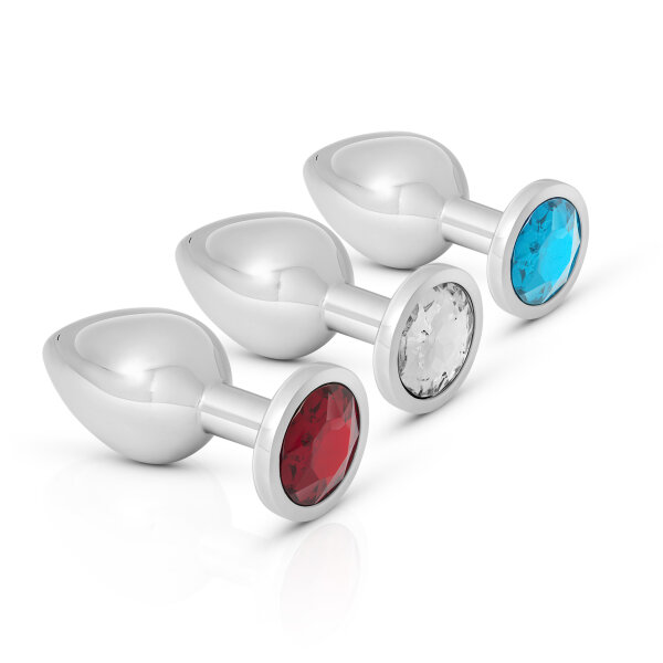 Stainless steel anal plug with gemstone