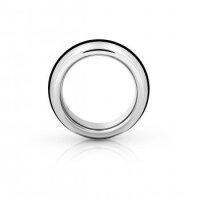 Solid glans ring made of stainless steel, with silicone ring in black, 30 mm