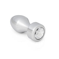 Stilvoller Analplug aus Aluminium mit wunderschönem Schmuckstein in Transparent