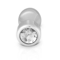 Stilvoller Analplug aus Aluminium mit wunderschönem Schmuckstein in Transparent