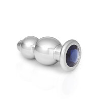 Double butt plug anal trainer made of stainless steel Size XL blue