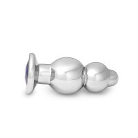 Double butt plug anal trainer made of stainless steel Size XL blue