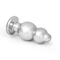 Double butt plug anal trainer made of stainless steel Size XL blue