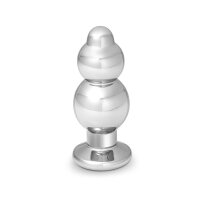 Double butt plug anal trainer made of stainless steel Size XL blue