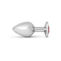 Sinnlicher Analplug aus Stahl mit Schmuckstein, in verschiedenen Farben und Durchmesser Gr. M(Ø: 34 mm) Rot