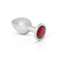 Sinnlicher Analplug aus Stahl mit Schmuckstein, in verschiedenen Farben und Durchmesser Gr. M(Ø: 34 mm) Rot