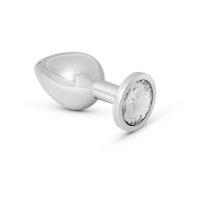 Sinnlicher Analplug aus Stahl mit Schmuckstein, in verschiedenen Farben und Durchmesser Gr. M(Ø: 34 mm) Rot