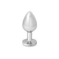 Sinnlicher Analplug aus Stahl mit Schmuckstein, in verschiedenen Farben und Durchmesser Gr. S (Ø: 28 mm) Blau