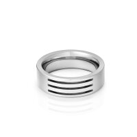 Aesthetic cockring with transverse grooves in black, made of stainless steel, Ø 30 to 50 mm