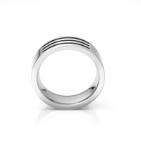 Aesthetic cockring with transverse grooves in black, made of stainless steel, Ø 30 to 50 mm