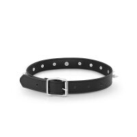 Leather choker necklace with o-ring and spike studs
