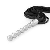 Tingling BDSM whip made of leather, with 2 stainless steel handles, unscrewable anal plugs