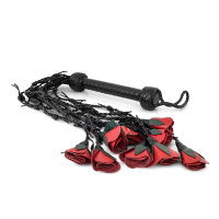 Leather whip flogger with 9 roses