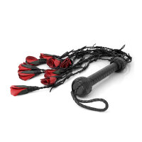 Leather whip flogger with 9 roses