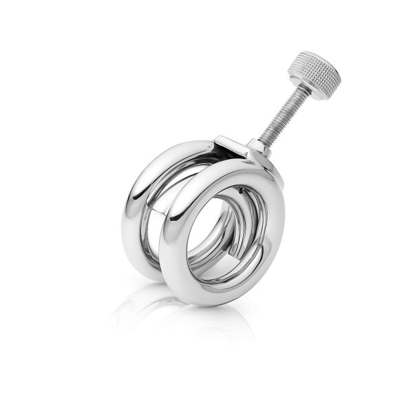 Ball stretcher, cock ring with testicle press, made of stainless steel, Ã˜ 30 or 35 mm, 230 or 255 g