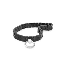 Adjustable BDSM collar, with O-ring, black