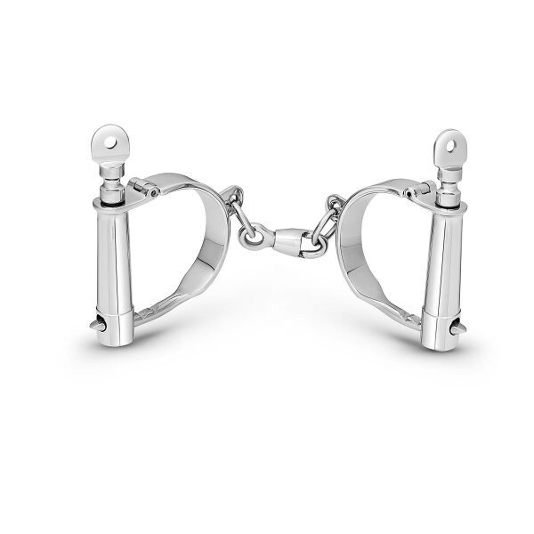 Derby Style BDSM handcuffs, link handcuffs, made of shiny stainless steel