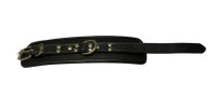 BDSM Handschellen aus schwarzem Leder, gepolstert, größenverstellbar