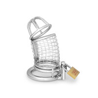 Penis cage with stainless steel grid, length: 85 mm, in various sizes