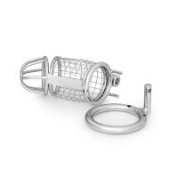 Penis cage with stainless steel grid, length: 85 mm, in various sizes