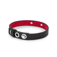 Adjustable BDSM collar, with O-ring, in black/red