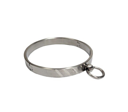 High-quality BDSM collar made of stainless steel, with O-ring and decorations