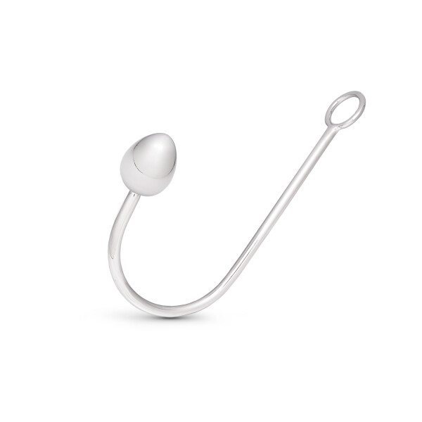 Stimulating anal hook made of stainless steel, with cone and eyelet