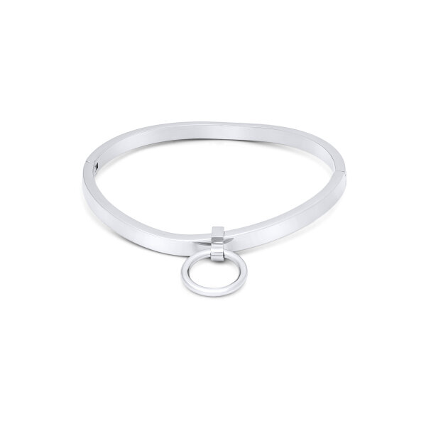 Ergonomisches BDSM Halsband Edelstahl mit abnehmbaren O-Ring 140 mm