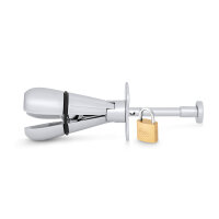 Lockable anal plug made of stainless steel with padlock
