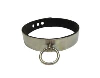 BDSM Halsband aus geb&uuml;rstetem Edelstahl, mit O-Ring