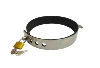 BDSM Halsband aus geb&uuml;rstetem Edelstahl, mit O-Ring