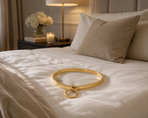 Ergonomisches BDSM Halsband 24 Karat vergoldet Innen Ø 130 mm