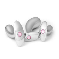 Aluminium anal plug with pink gemstone, size M