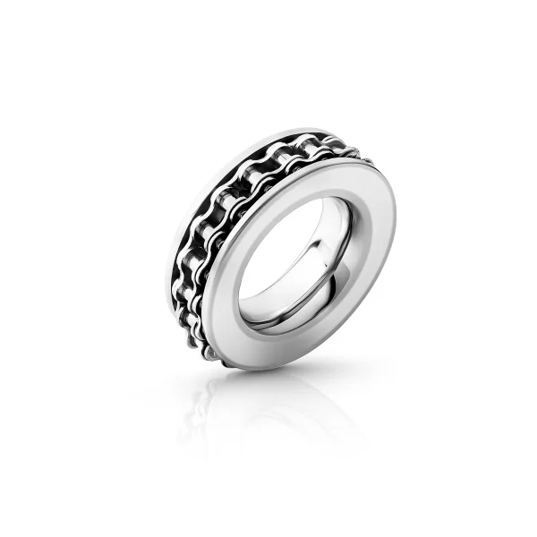 Stylish cockring in biker look, made of matt stainless...