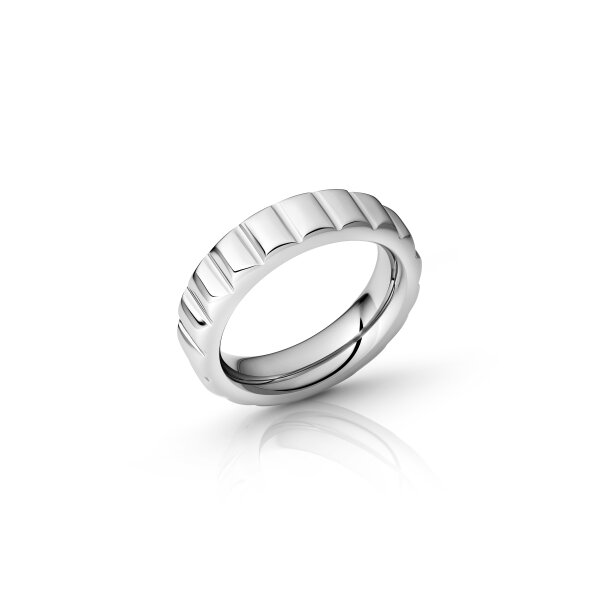 Exciting cock ring with grooves, made of stainless steel, Ã˜ 35 to 55 mm