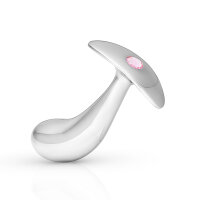 Standhafter Analplug aus Aluminium mit sanftem rosa Schmuckstein Größe M