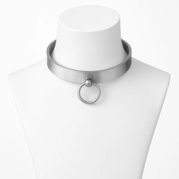 Necklace choker metal cuff with gemstone + O-ring