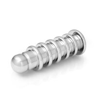 Solid stainless steel anal plug with grooves and stand
