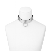Ergonomic bondage collar stainless steel brushed with o-ring
