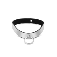 Ergonomic bondage collar stainless steel brushed with o-ring
