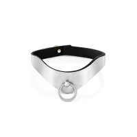 Ergonomic bondage collar stainless steel brushed with o-ring