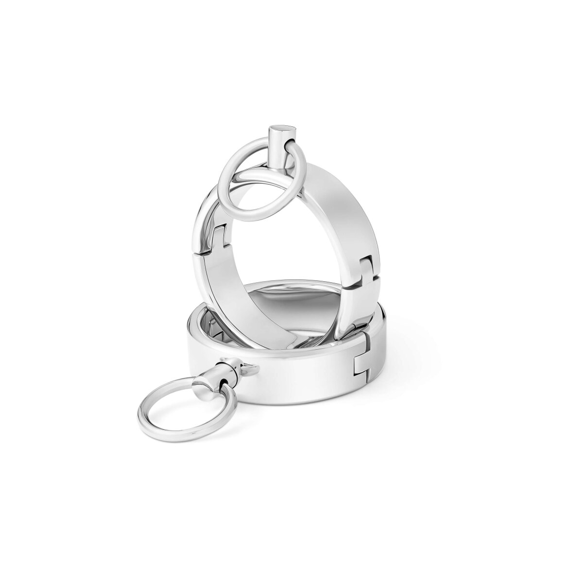 Massive BDSM Edelstahl Handschellen mit O-Ring, Handfesseln